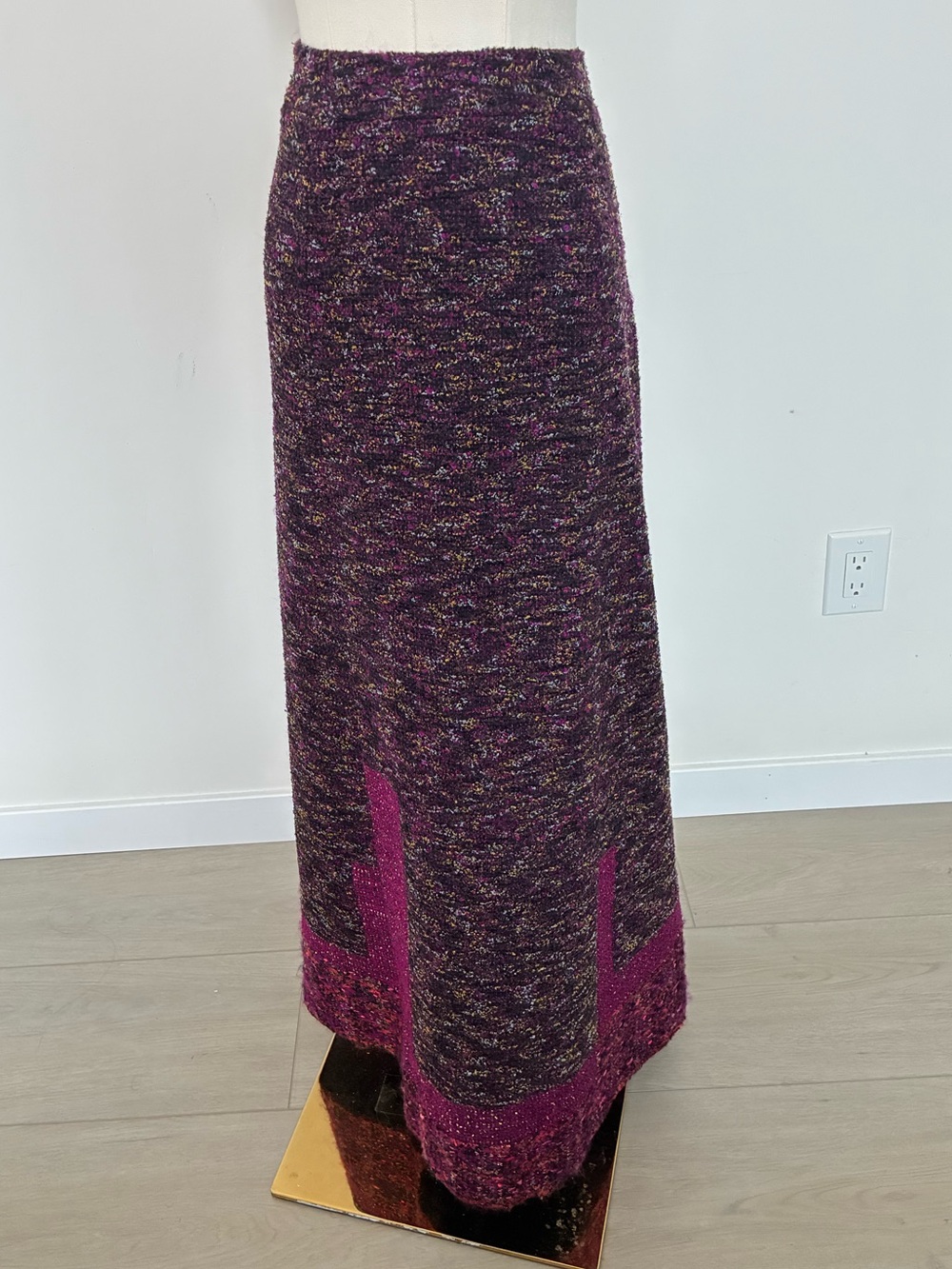 Kenzo Purple Wool Mohair Maxi Skirt with Magenta Accents and Silk Lining - Picture 2 of 9